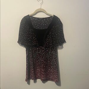 Notations Black and Red Polka Dot Blouse